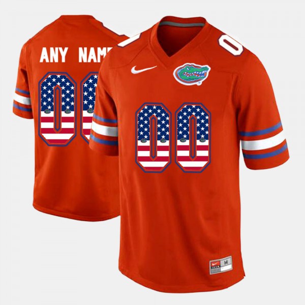 Florida Gators Men #00 US Flag Fashion Custom Jerseys Orange