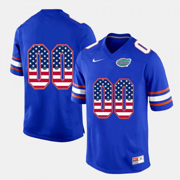 Florida Gators Men #00 US Flag Fashion Customized Jerseys Royal Blue