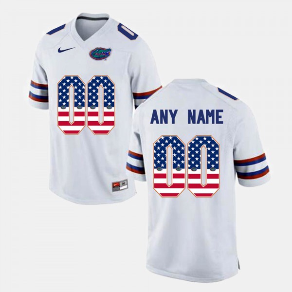 Florida Gators Men #00 US Flag Fashion Customized Jerseys White