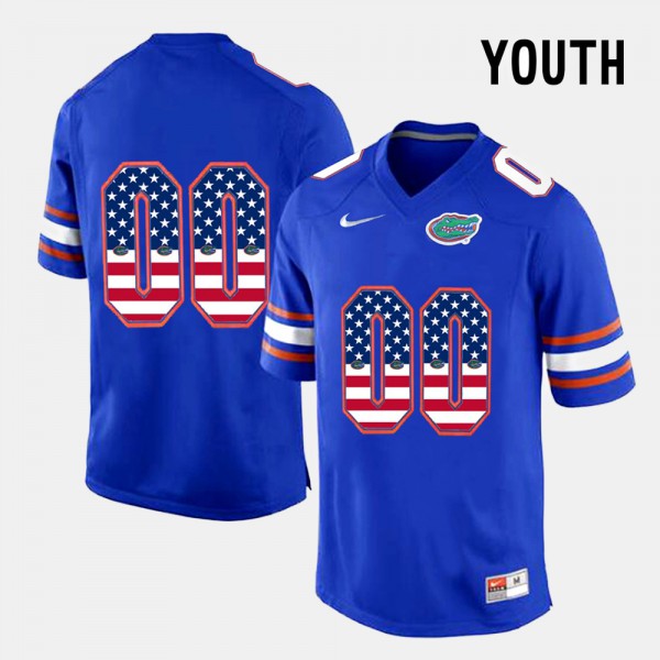 Florida Gators Youth #00 US Flag Fashion Customized Jerseys Blue